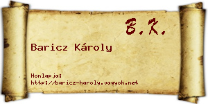 Baricz Károly névjegykártya