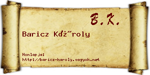 Baricz Károly névjegykártya